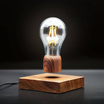 Floating Retro Bulb Lamp – Magnetic Levitating Light with Wood-Style Base