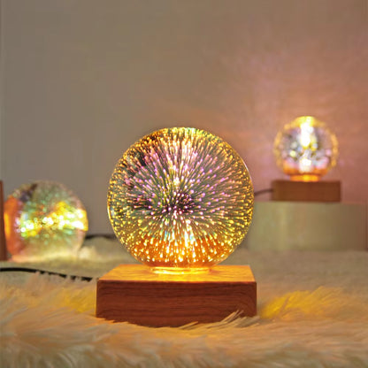 Magical 3D Milky Way Crystal Lamp with Wooden Base