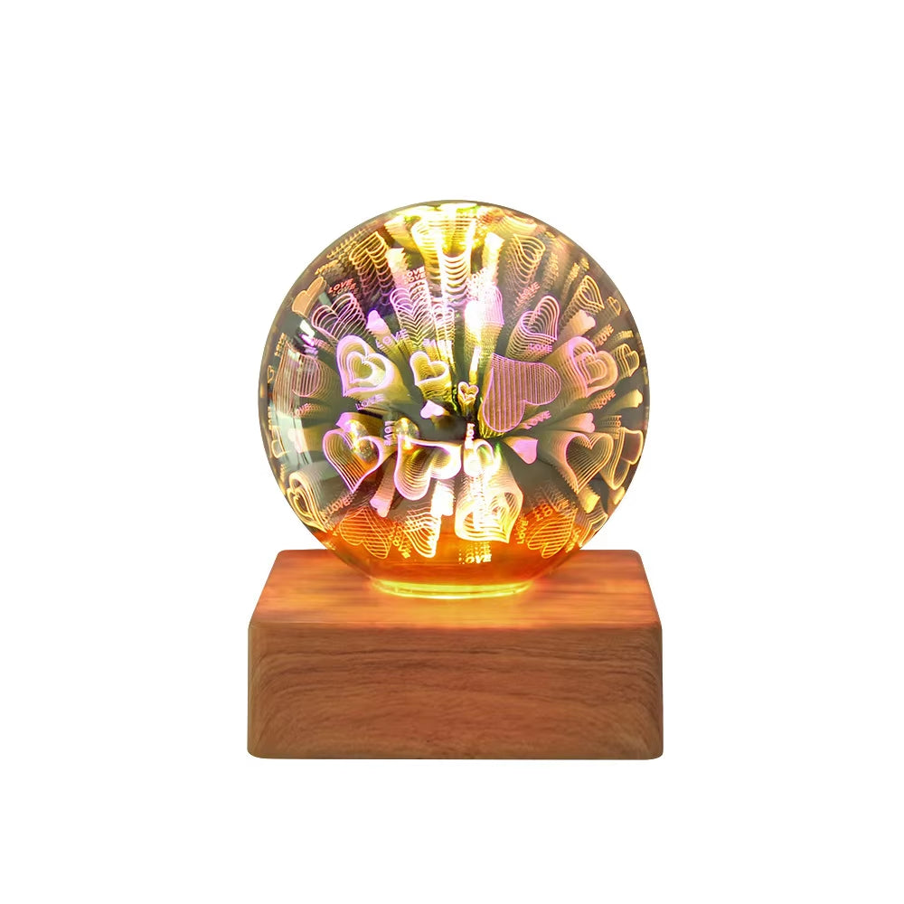 Magical 3D Milky Way Crystal Lamp with Wooden Base
