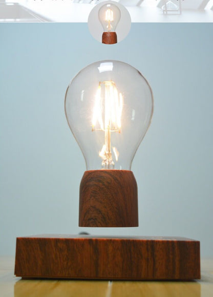 Floating Retro Bulb Lamp – Magnetic Levitating Light with Wood-Style Base