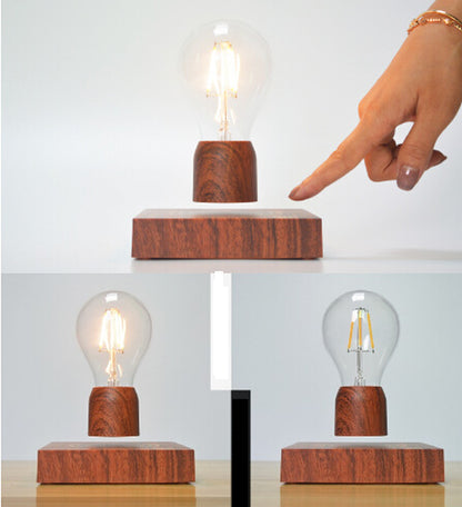 Floating Retro Bulb Lamp – Magnetic Levitating Light with Wood-Style Base