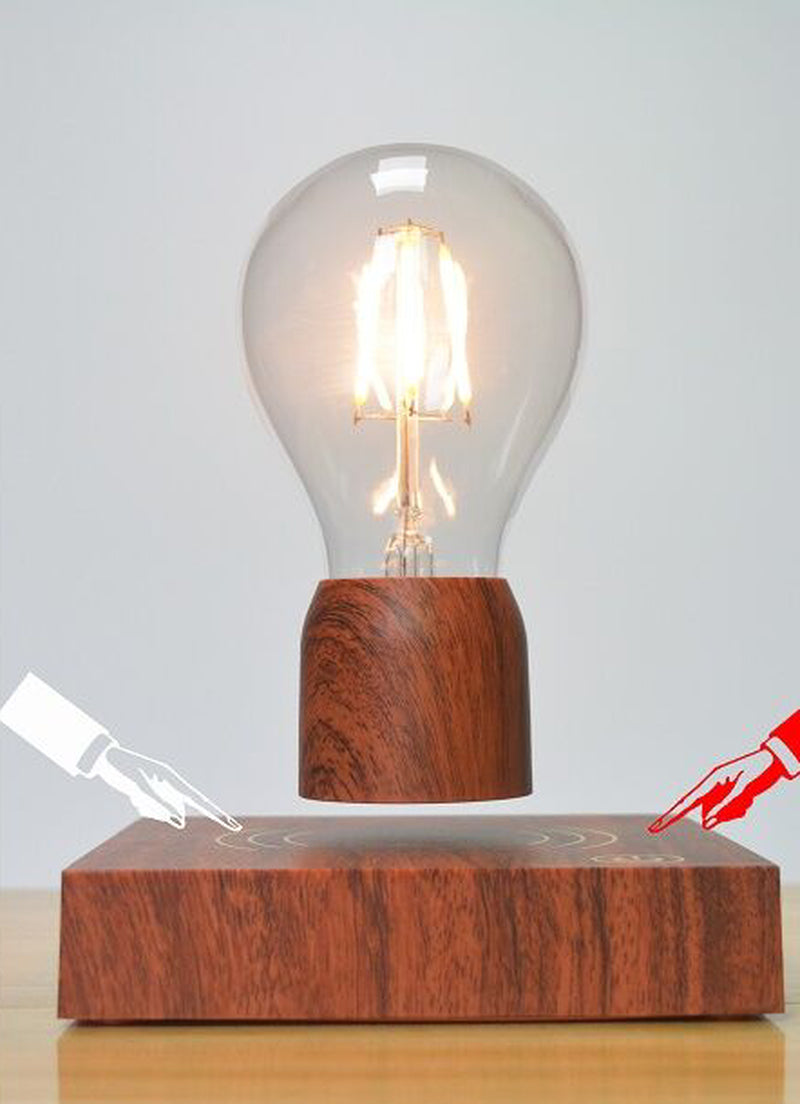Floating Retro Bulb Lamp – Magnetic Levitating Light with Wood-Style Base