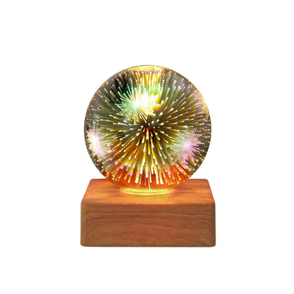 Magical 3D Milky Way Crystal Lamp with Wooden Base