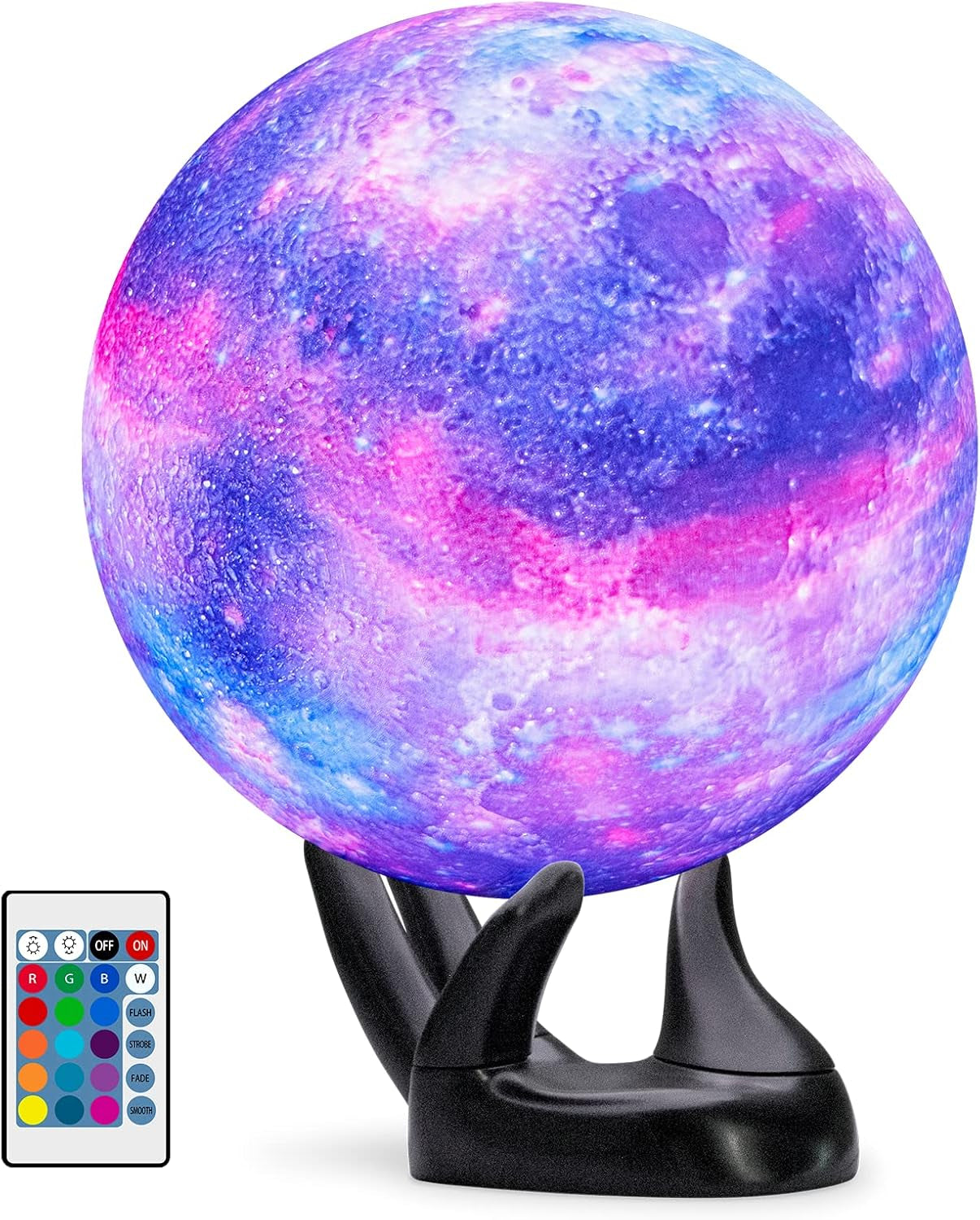 Galaxy Moon Lamp – 3D NASA-Inspired Starry Night Light with 16 Colors & Remote Control